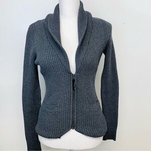 Guess Cardigan Woman Small Gray   Full Zip Pockets Stretch Texture Sweater Retro